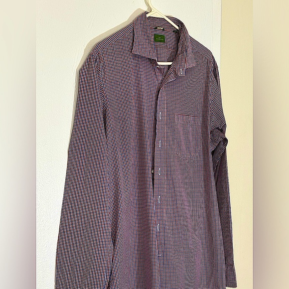 Sid Mashburn Blue/ Red Check Shirt. Wing Collar, 100% Cotton Men’s XL Slim Fit - Picture 12 of 13